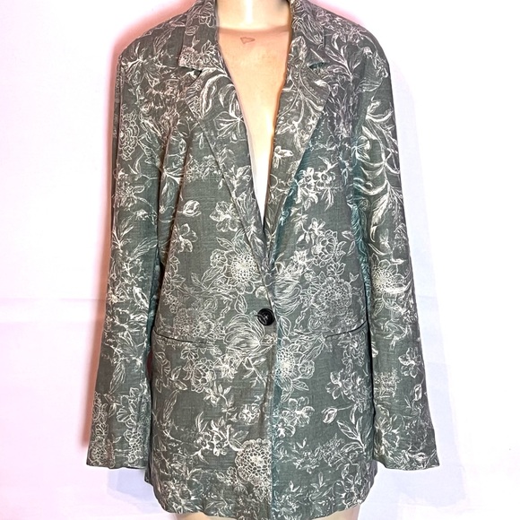 BRAND NEW BECKETT GREEN FLORAL SINGLE BUTTON BLAZER SIZE XL - Picture 6 of 7